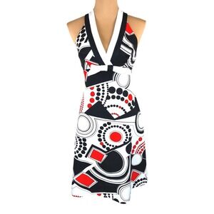 Vintage Jack‎ Hartley Cross Strap Party Dress White Red Black Dot Print XS/S
